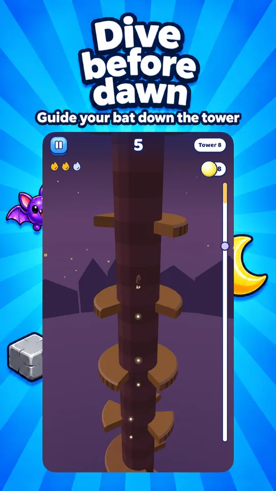 لقطة من لعبة Bat Fall في Codeator Arcade